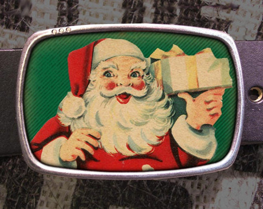 Santa Belt Buckle Vintage Christmas Belt Buckle