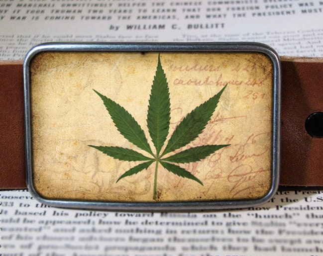 Vintage Marijuana Weed Leaf Belt Buckle or Stoner Blunt Joint Cannabis Weed Medical