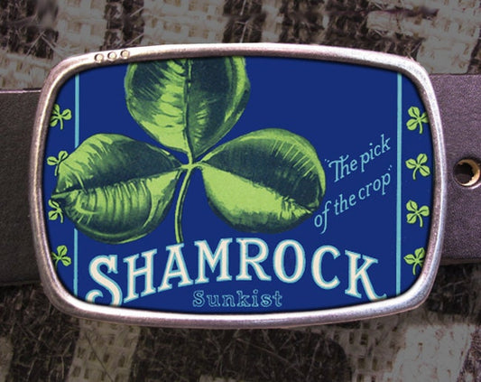 St. Patrick's Day Belt Buckle Shamrock Sunkist
