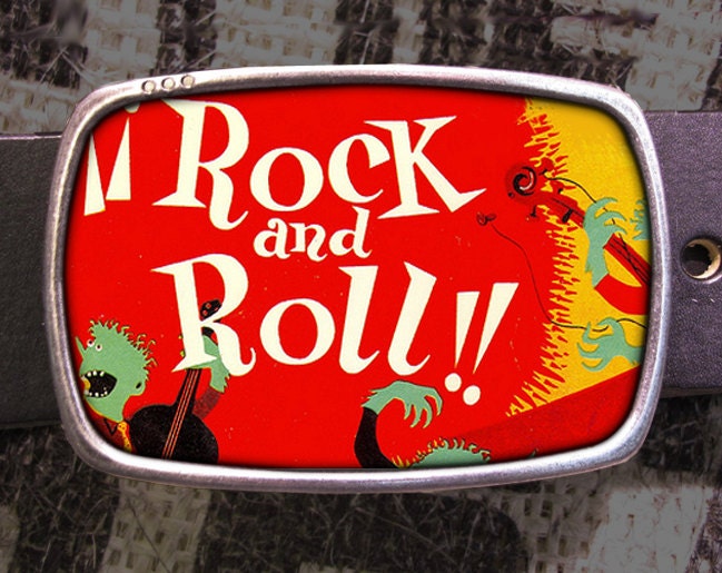 Rock N Roll Belt Buckle Pop Art