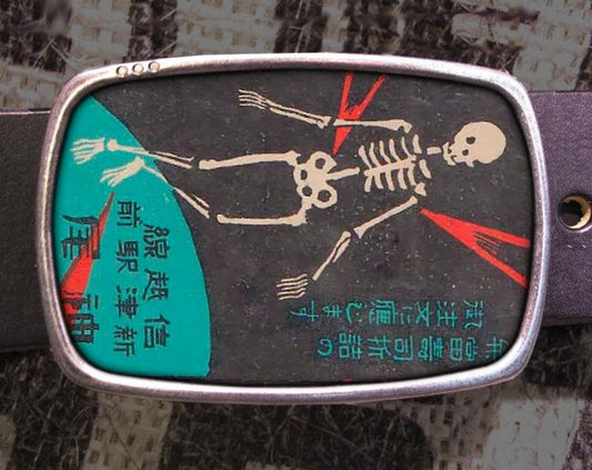 a belt with a picture of a skeleton on it