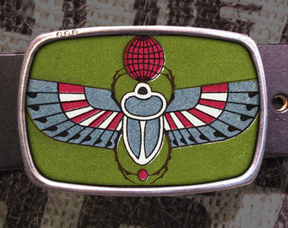 Egyptian Scarab Beetle Vintage Print Belt Buckle