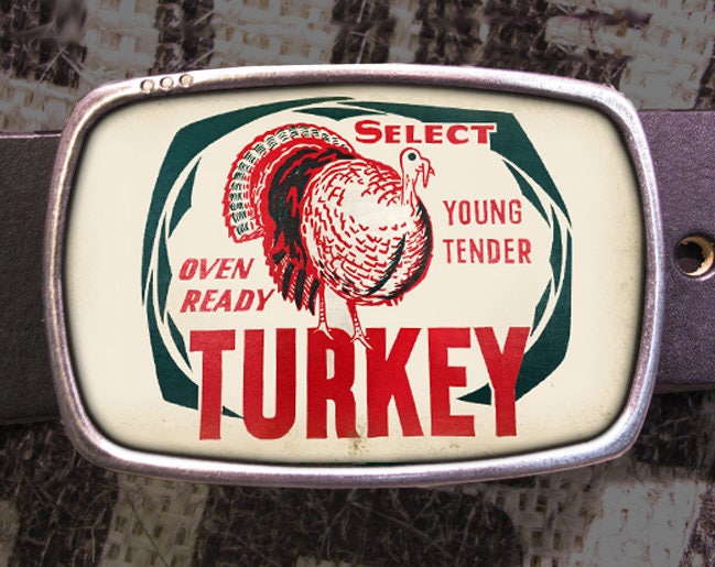 Vintage Thanksgiving Turkey Advertising Belt Buckle