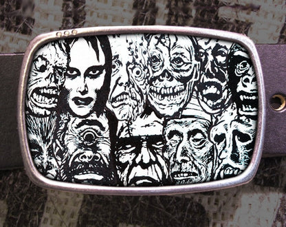 Vintage Monster Movie Belt Buckle Zombie Dracula Vampire Ghost Werewolf Comic       Halloween