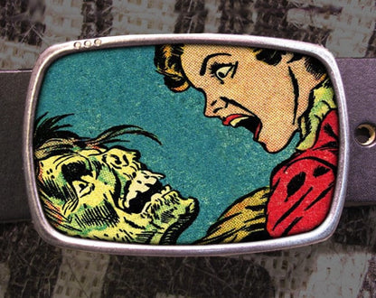 Zombie Woman Scream Belt Buckle