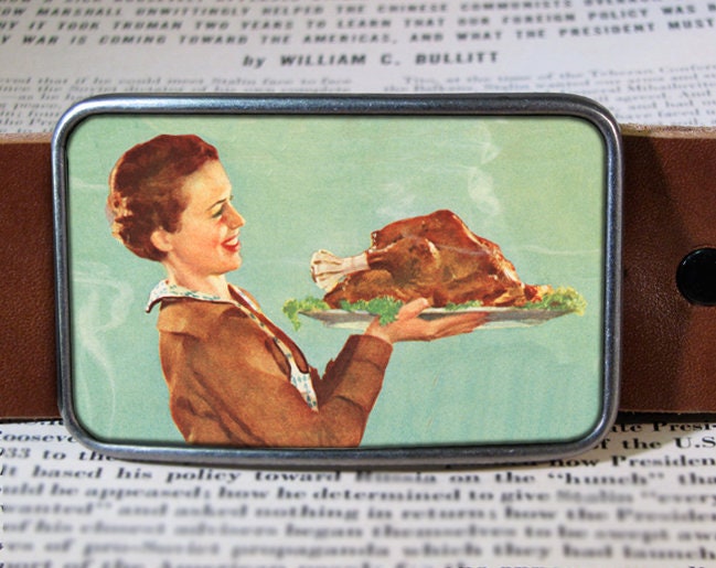 Vintage Thanksgiving Turkey Dinner Belt Buckle
