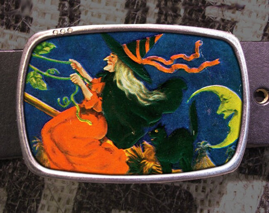 Vintage Halloween Witch Woman Belt Buckle