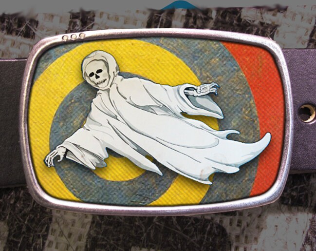Vintage Ghost Die Cut Skeleton Belt Buckle