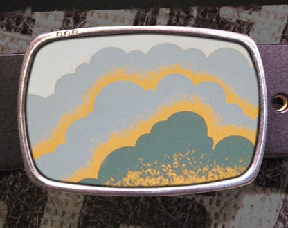 Vintage Sun Cloud Print Belt Buckle