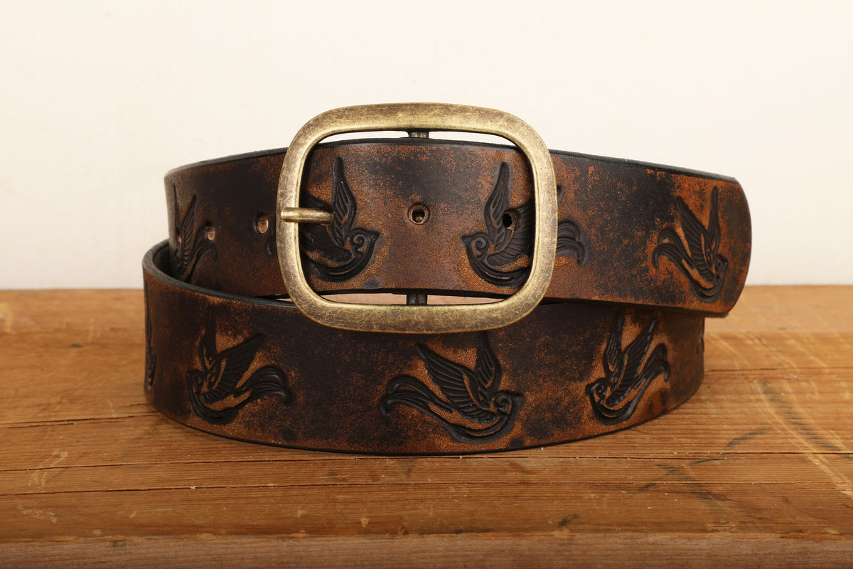Vintage CHINESE BRASS BELT Bird Design 38\