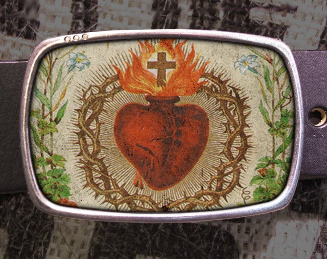 Sacred Heart Belt Buckle Religious Buckle