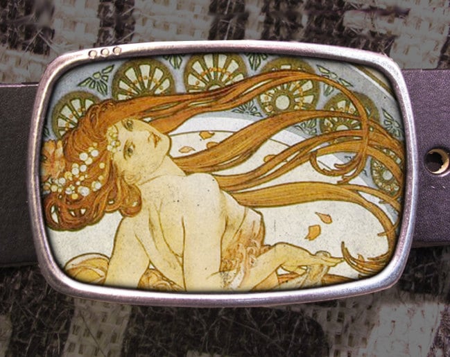 Mucha Art Nouveau Belt Buckle